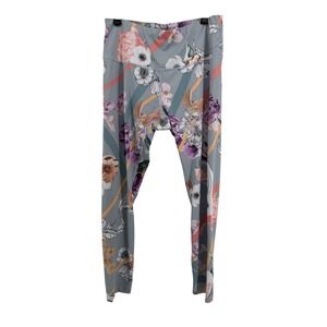 Apana Floral High Rise Leggings Womens Medium Blue Purple Geometric Activewear